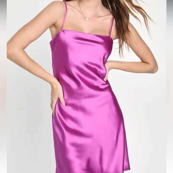 Lulus Dresses & Skirts - Lulu's Chic Allure Purple Satin Lace-Up Mini Slip Dress Size Small